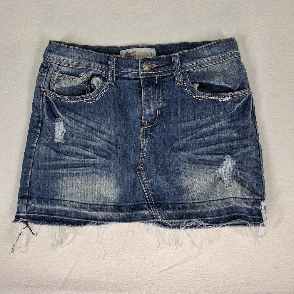 Denim Distressed Skirt